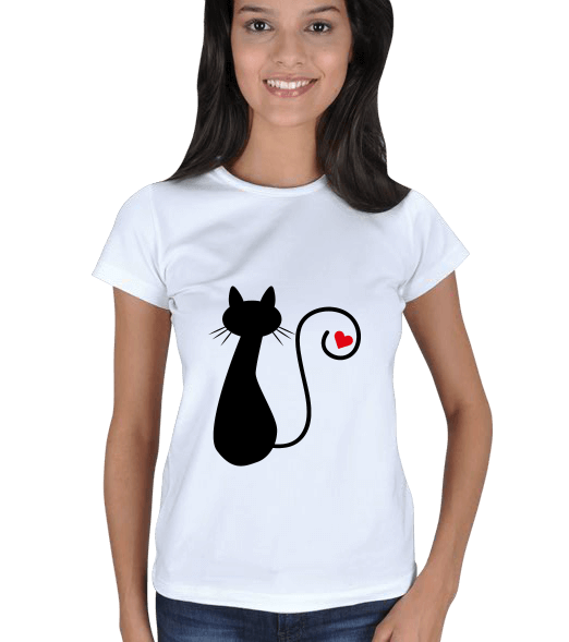 Tisho - Kara Kedi Tasarımlı Kadın Tişört