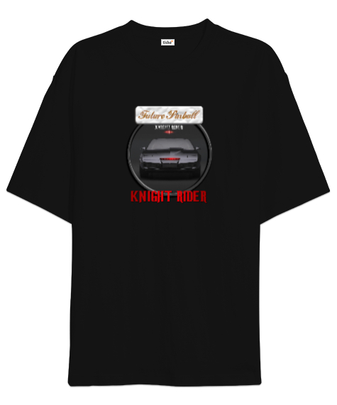 Tisho - Kara Şimşek - K.i.t.t - 80ler - Knight Rider Siyah Oversize Unisex Tişört