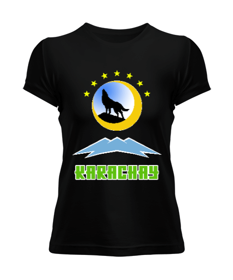 Karaçay Bayrağı, Karaçay logosu. Kadın Tişört - Tisho