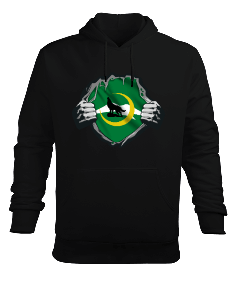 Tisho - Karaçay Bayrağı,karaçay çerkesya logosu. Erkek Kapüşonlu Hoodie Sweatshirt