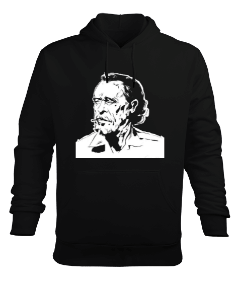 Tisho - Karakalem Charles Bukowski Erkek Kapüşonlu Hoodie Sweatshirt