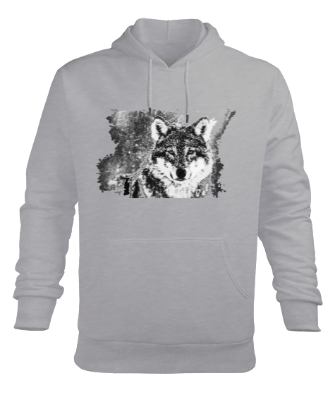 Tisho - karakalem kurt Erkek Kapüşonlu Hoodie Sweatshirt