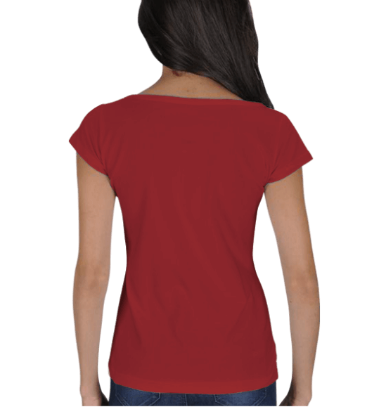Karambol Kırmızı Bayan T-shirt Kadın Açık Yaka