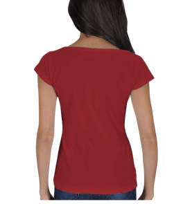 Karambol Kırmızı Bayan T-shirt Kadın Açık Yaka - Thumbnail