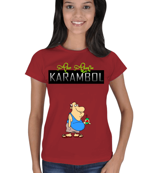 Tisho - Karambol Kırmızı Bayan T-shirt Kadın Tişört