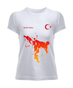 KARATE AY YILDIZ VE TEKME FİGÜRLÜ MİLLİ TAKIM ANTRENMAN TSHİRT Kadın Tişört - Tisho