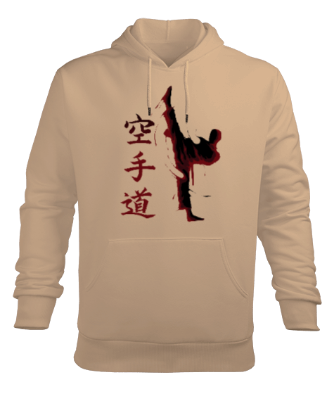 Tisho - KARATE JAPONCA YAZILI TEKME FİGÜRLÜ SWEATSHIRT Erkek Kapüşonlu Hoodie Sweatshirt