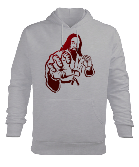 Tisho - Karate Master Gri Erkek Kapüşonlu Hoodie Sweatshirt