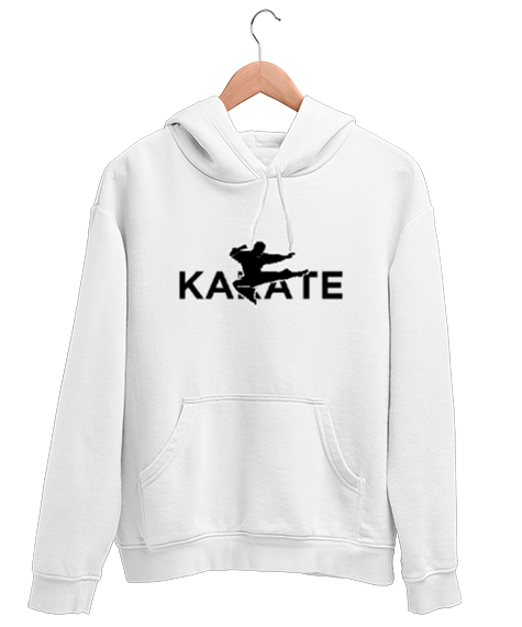 Tisho - Karate V4 Beyaz Unisex Kapşonlu Sweatshirt