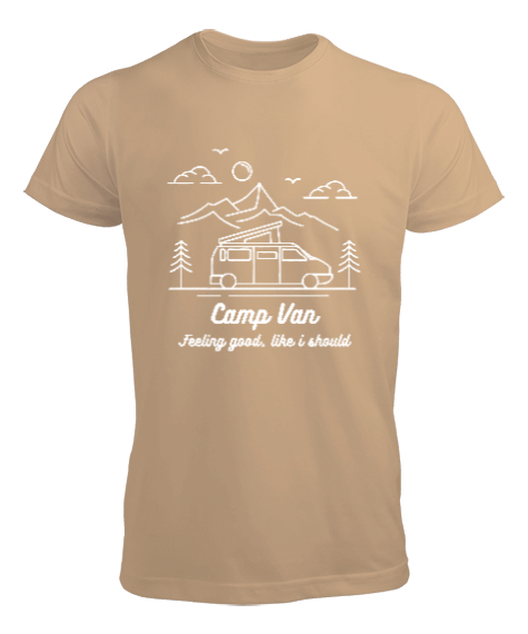 Karavan ve Kamp Sevdalıları Özel Tasarım Camel Erkek Tişört