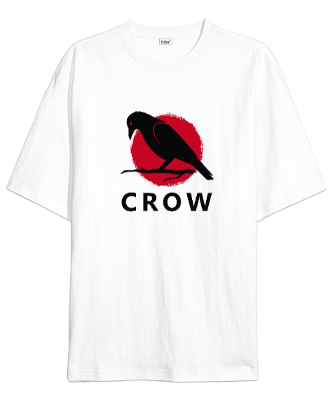 Tisho - Karga - Crow Beyaz Oversize Unisex Tişört