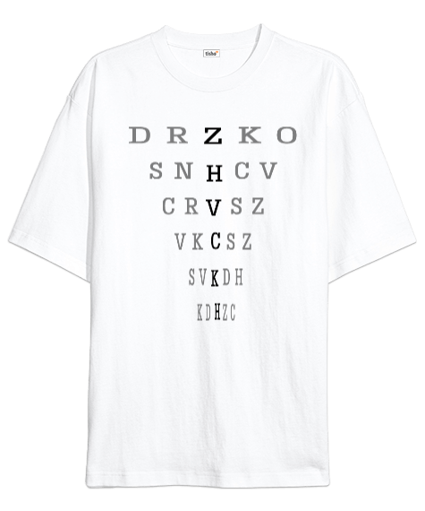Tisho - Karışık harfler yazılı tişört Oversize Unisex Tişört
