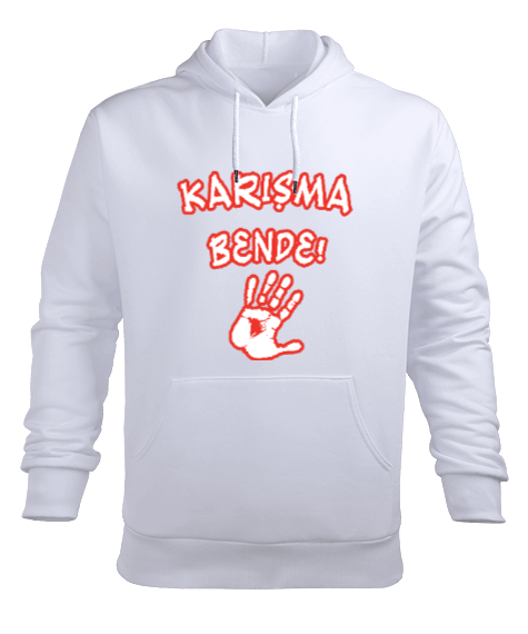 Tisho - KARIŞMA BENDE BASKILI Erkek Kapüşonlu Hoodie Sweatshirt