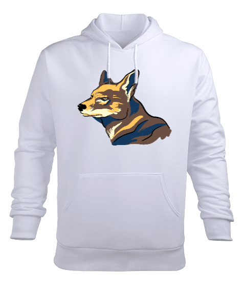 Tisho - Karizmatik ve Estetik Sert Bakışlı Köpek Beyaz Erkek Kapüşonlu Hoodie Sweatshirt