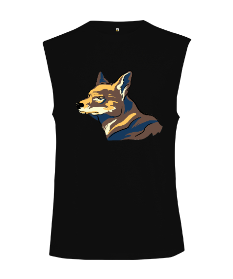 Tisho - Karizmatik ve Estetik Sert Bakışlı Köpek Siyah Kesik Kol Unisex Tişört