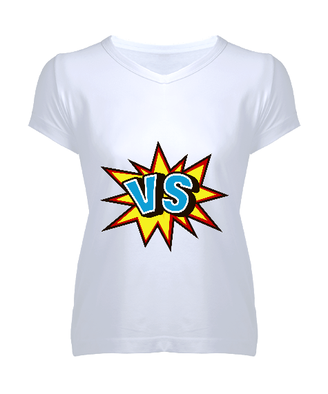 Tisho - karşı karşıya tasarım Kadın V Yaka Tişört