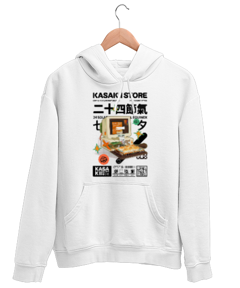 Tisho - Kasaki Dumpling PC Beyaz Unisex Kapşonlu Sweatshirt