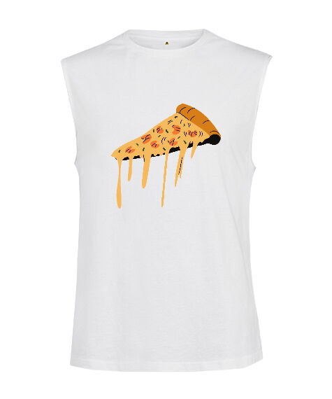 Tisho - Kaşarı erimiş leziz pizza dilimi Beyaz Kesik Kol Unisex Tişört