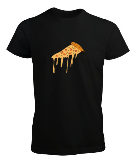 Tisho - Kaşarı erimiş leziz pizza dilimi Siyah Erkek Tişört