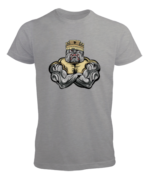 Tisho - Kaslı Bulldog - GYM Gri Erkek Tişört