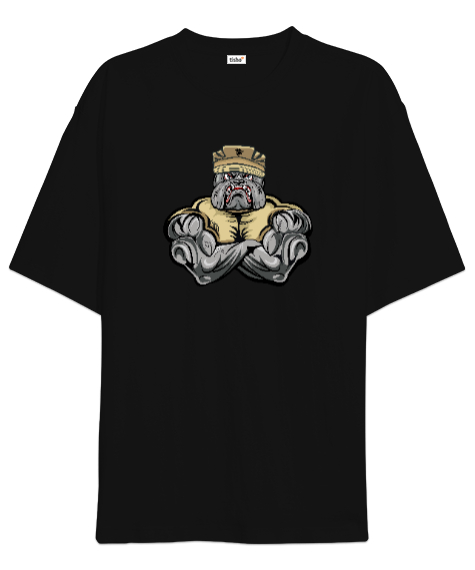 Tisho - Kaslı Bulldog - GYM Siyah Oversize Unisex Tişört