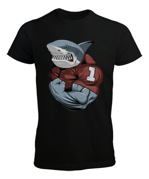 Tisho - Kaslı köpek balığı Siyah Erkek Tişört