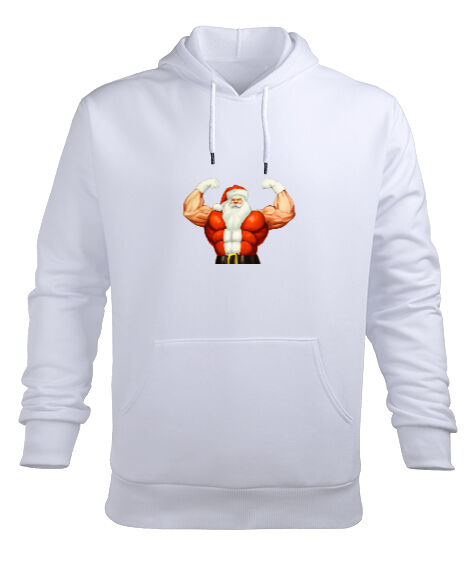 Tisho - kaslı noel baba Beyaz Erkek Kapüşonlu Hoodie Sweatshirt