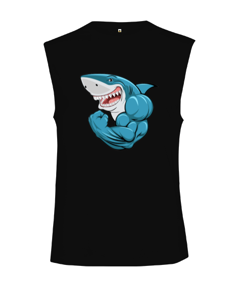Tisho - Kaslı sporcu fitness köpek balığı Kesik Kol Unisex Tişört