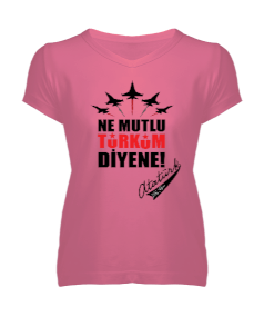 K.ATATÜRK imzalı tişört Kadın V Yaka Tişört - Tisho