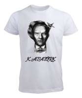 K.Atatürk Silueti Beyaz Resim Baskılı Beyaz Erkek Tişört - Tisho