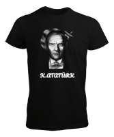 K.Atatürk Siyah Baskılı Beyaz Yazılı Siyah Erkek Tişört - Tisho