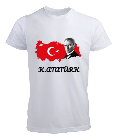Tisho - K.Atatürk Türkiye Baskılı Beyaz Beyaz Erkek Tişört