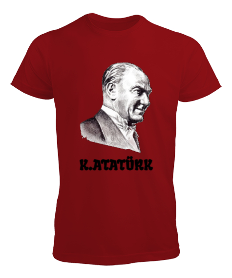 Tisho - K.Atatürk Yan Silueti Kırmızı Resim Baskılı Kırmızı Erkek Tişört