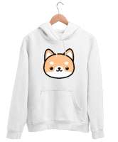 KAWAI SEVİMLİ KÖPEK Beyaz Unisex Kapşonlu Sweatshirt - Tisho