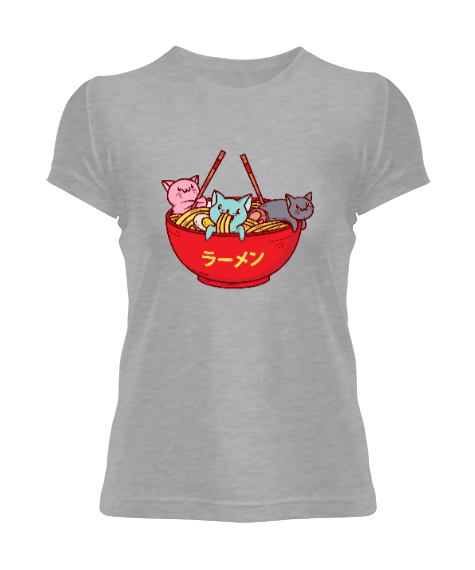 Tisho - Kawaii Anime Kedi Kadın Tişört