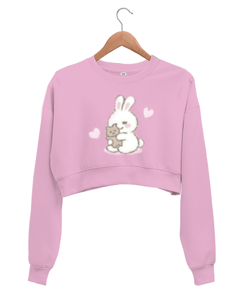 Tisho - Kawaii Bunny Kadın Crop Sweatshirt