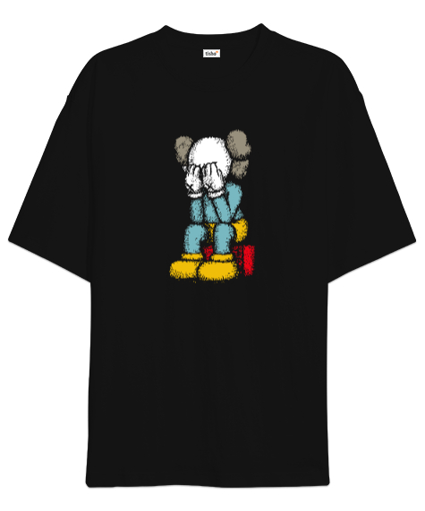 Tisho - Kaws - Palyaço Siyah Oversize Unisex Tişört