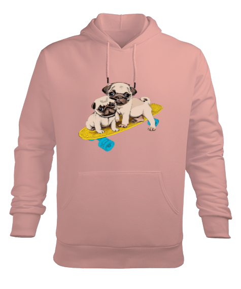 Tisho - Kaykay yavru köpek baskılı Yavru Ağzı Erkek Kapüşonlu Hoodie Sweatshirt