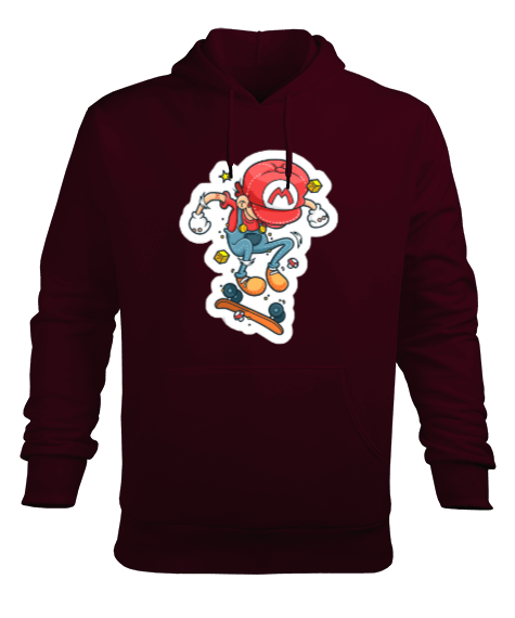 Tisho - Kaykaycı Mario Erkek Kapüşonlu Hoodie Sweatshirt