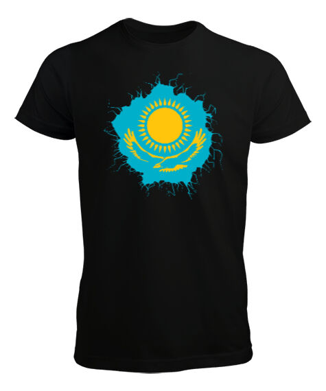 Tisho - Kazakistan, Kazakhstan Symbol Siyah Erkek Tişört