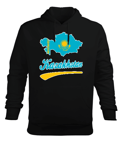 Tisho - Kazakistan,Kazakhstan,Kazakistan Bayrağı,Kazakistan haritası,Kazakhstan flag. Erkek Kapüşonlu Hoodie Sweatshirt