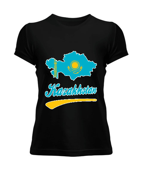 Kazakistan,Kazakhstan,Kazakistan Bayrağı,Kazakistan haritası,Kazakhstan flag. Kadın Tişört - Tisho