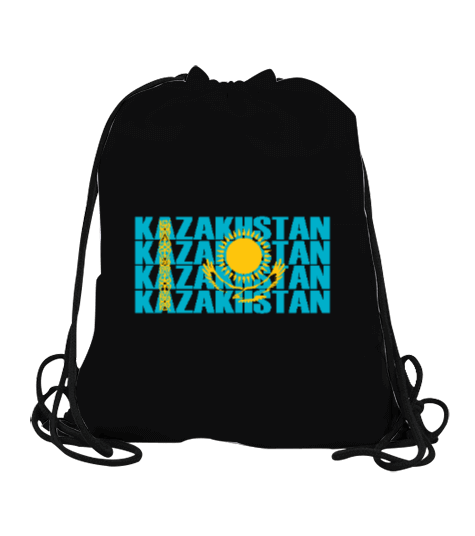 Tisho - Kazakistan,Kazakhstan,Kazakistan Bayrağı,Kazakistan logosu,Kazakhstan flag. Büzgülü Spor Çanta