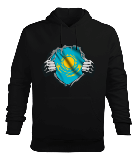 Tisho - Kazakistan,Kazakhstan,Kazakistan Bayrağı,Kazakistan logosu,Kazakhstan flag. Erkek Kapüşonlu Hoodie Sweatshirt