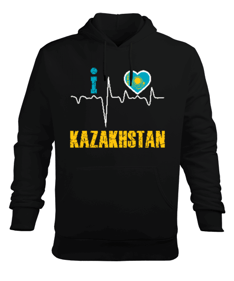 Kazakistan,Kazakhstan,Kazakistan Bayrağı,Kazakistan logosu,Kazakhstan flag. Erkek Kapüşonlu Hoodie Sweatshirt - Tisho