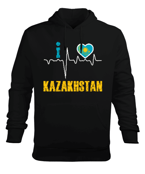 Tisho - Kazakistan,Kazakhstan,Kazakistan Bayrağı,Kazakistan logosu,Kazakhstan flag. Erkek Kapüşonlu Hoodie Sweatshirt