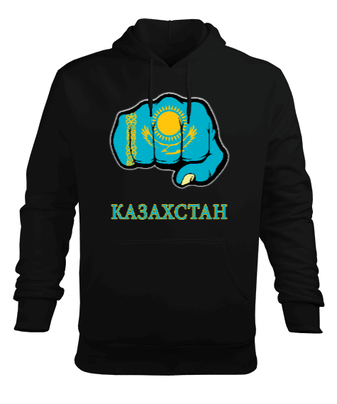 Kazakistan,Kazakhstan,Kazakistan Bayrağı,Kazakistan logosu,Kazakhstan flag. Erkek Kapüşonlu Hoodie Sweatshirt - Tisho
