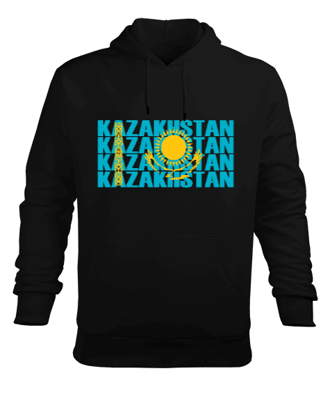 Tisho - Kazakistan,Kazakhstan,Kazakistan Bayrağı,Kazakistan logosu,Kazakhstan flag. Erkek Kapüşonlu Hoodie Sweatshirt