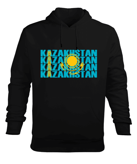 Kazakistan,Kazakhstan,Kazakistan Bayrağı,Kazakistan logosu,Kazakhstan flag. Erkek Kapüşonlu Hoodie Sweatshirt - Tisho