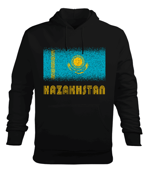 Kazakistan,Kazakhstan,Kazakistan Bayrağı,Kazakistan logosu,Kazakhstan flag. Erkek Kapüşonlu Hoodie Sweatshirt - Tisho